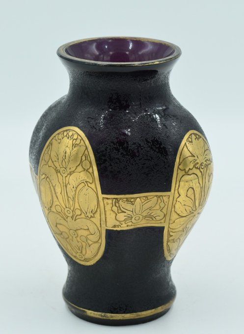 Vase Art Nouveau – Verre givré et dorure 