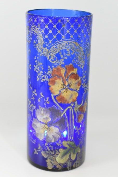 Legras – Vase Cylindre décor pensées