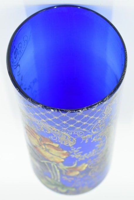 Legras – Vase Cylindre décor pensées