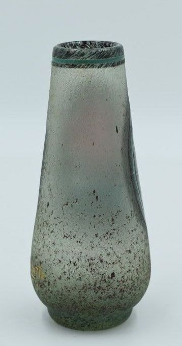 André Delatte – Vase – Verre givré émaillé