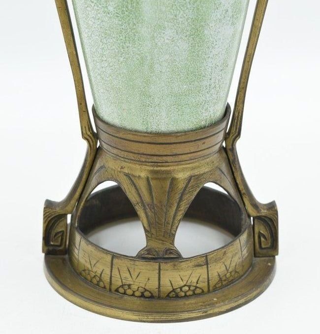 Vase Jugendstil – Faïence émaillé et bronze 